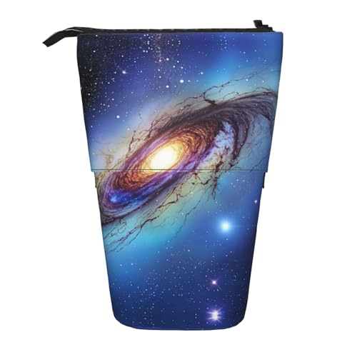 Bxzpzplj Federmäppchen mit Bärenlauf-Aufdruck, Teleskop-Etui, Schreibwaren, Make-up, Aufbewahrungstasche für Teenager, Schulbedarf, Blue Galaxy, Einheitsgröße von Bxzpzplj