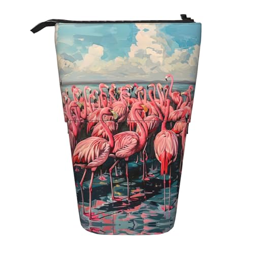 Bxzpzplj Federmäppchen mit Flamingo-Druck, Teleskop-Etui, multifunktional, Schreibwaren, Aufbewahrungstasche, Box, Schule, Büro, Flamingo, Einheitsgröße von Bxzpzplj