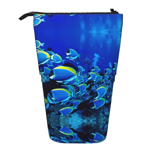 Bxzpzplj Federmäppchen mit Gitarren-Muster, Teleskop-Etui, Schreibwaren, Make-up, Aufbewahrungstasche für Teenager, Schulbedarf, Blue Fishes Ocean, Einheitsgröße von Bxzpzplj