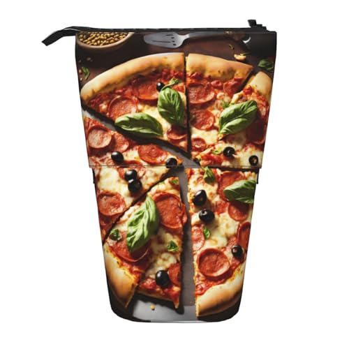 Bxzpzplj Federmäppchen mit Seekuh-Motiv, Teleskop-Etui, Schreibwaren, Make-up, Aufbewahrungstasche für Teenager, Schulbedarf, 3D Pizza Pepperoni, Einheitsgröße von Bxzpzplj