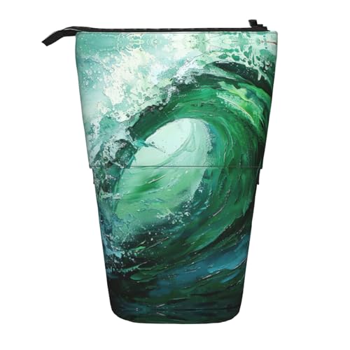 Bxzpzplj Federmäppchen mit buntem Ozean-Motiv, Teleskop-Etui, multifunktional, Schreibwaren, Aufbewahrungstasche, Box, Schule, Büro, Ocean Green Wave Surf, Einheitsgröße von Bxzpzplj