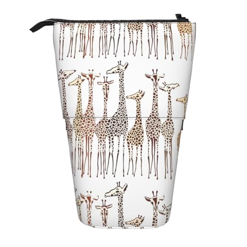 Bxzpzplj Federmäppchen mit niedlichem Cartoon-Giraffen-Druck, stehend, für Büro, Schreibwaren, einziehbares Federmäppchen, Federmäppchen, Arbeit, Niedliche Cartoon-Giraffen, Einheitsgröße von Bxzpzplj