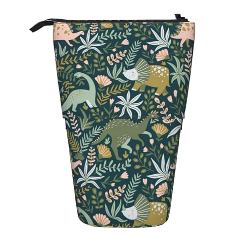 Bxzpzplj Federmäppchen mit niedlichem Cartoon-Giraffen-Druck, stehend, für Büro, Schreibwaren, einziehbares Federmäppchen, Federmäppchen, Arbeit, Niedlicher Dinosaurier, Einheitsgröße von Bxzpzplj