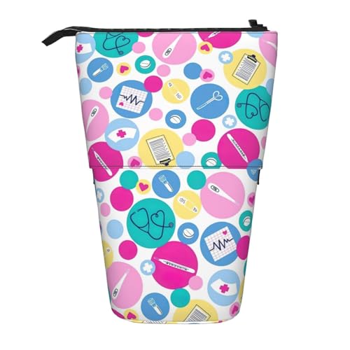 Bxzpzplj Federmäppchen mit niedlichem Cartoon-Giraffen-Druck, stehend, für Büro, Schreibwaren, einziehbares Federmäppchen, Federmäppchen, Arbeit, Süße Krankenschwester, Einheitsgröße von Bxzpzplj