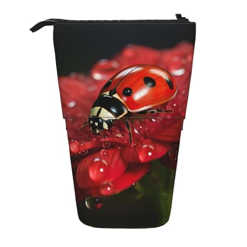 Bxzpzplj Lord Howe Island Sea Turtle Print Stehendes Federmäppchen für Büro, Schreibwaren, einziehbares Federmäppchen, Federmäppchen, Arbeit, Marienkäfer-Blume2, Einheitsgröße von Bxzpzplj