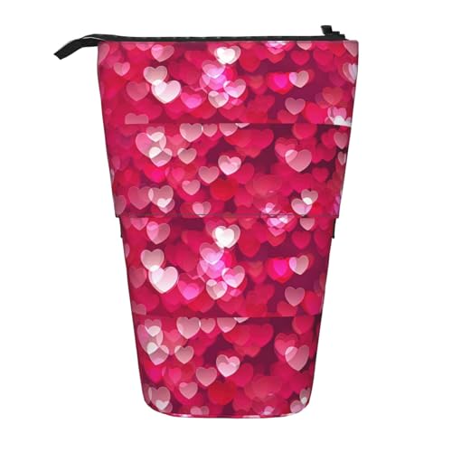 Bxzpzplj Stand-Federmäppchen für Büro, Schreibwaren, einziehbares Federmäppchen mit Herz-Aufdruck, zum Valentinstag, Valentinstag Liebe Herz, Einheitsgröße von Bxzpzplj