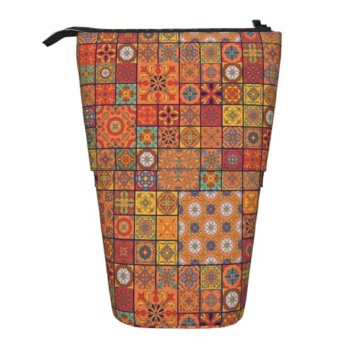 Bxzpzplj Stehendes Federmäppchen für Büro, Schreibwaren, einziehbares Federmäppchen, Federmäppchen, Arbeiten, Gruppe von marokkanischen geometrischen Formen, Einheitsgröße von Bxzpzplj