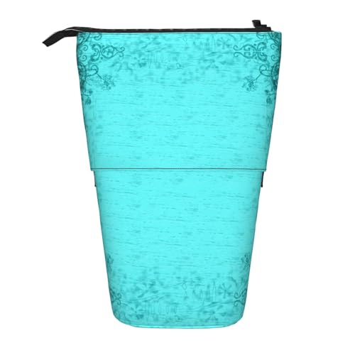 Bxzpzplj Stehendes Federmäppchen mit Ananas-Druck, für Büro, Schreibwaren, einziehbares Federmäppchen, Federmäppchen, Arbeit, blaugrün, Einheitsgröße von Bxzpzplj