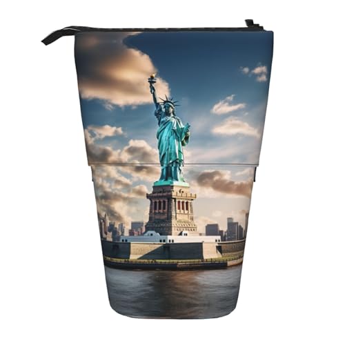 Bxzpzplj Stehendes Federmäppchen mit Sonnenblumen-Aufdruck, für Büro, Schreibwaren, einziehbares Federmäppchen, Federmäppchen, Arbeit, Freiheitsstatue in Nyc1, Einheitsgröße von Bxzpzplj