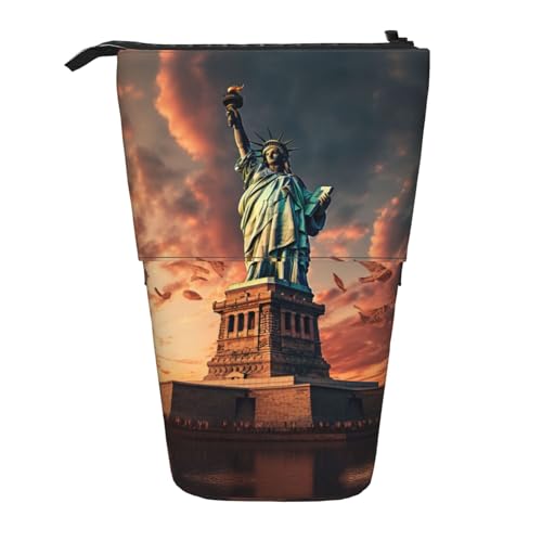 Bxzpzplj Stehendes Federmäppchen mit Sonnenblumen-Aufdruck, für Büro, Schreibwaren, einziehbares Federmäppchen, Federmäppchen, Arbeit, Freiheitsstatue in Nyc2, Einheitsgröße von Bxzpzplj