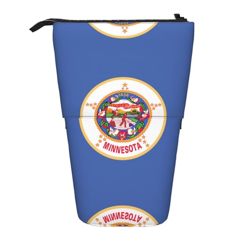 Bxzpzplj Stehendes Federmäppchen mit chinesischer Flagge, für Büro, Schreibwaren, einziehbares Federmäppchen, Federmäppchen, Arbeit, Flagge des Bundesstaates Minnesota, Einheitsgröße von Bxzpzplj