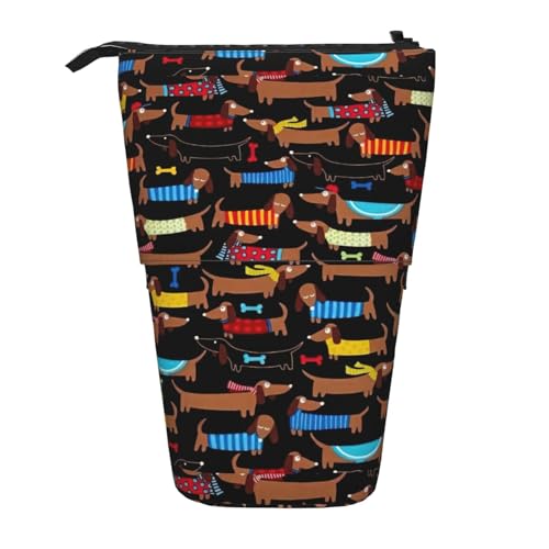 Bxzpzplj Stehendes Federmäppchen mit tropischen Blättern und Blumen, für Büro, Schreibwaren, einziehbares Federmäppchen, Federmäppchen, Arbeit, I Love My Dog Dachshunds, Einheitsgröße von Bxzpzplj