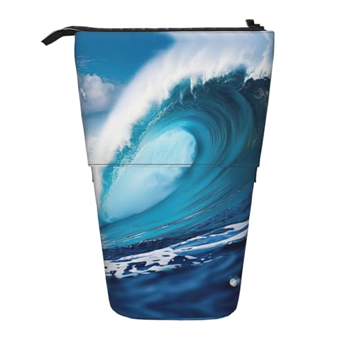 Bxzpzplj Sunset Hawaiian Palm Tree Print Pencil Teleskop Case Multifunktionale Schreibwaren Aufbewahrungstasche Box Schule Büro, Big Ocean Wave HD, Einheitsgröße von Bxzpzplj