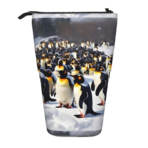 Bxzpzplj Teleskop-Federmäppchen mit Heißluftballon-Druck, multifunktional, Schreibwaren, Kosmetik, Aufbewahrungstasche, Schulbedarf, Happy Penguins, Einheitsgröße von Bxzpzplj