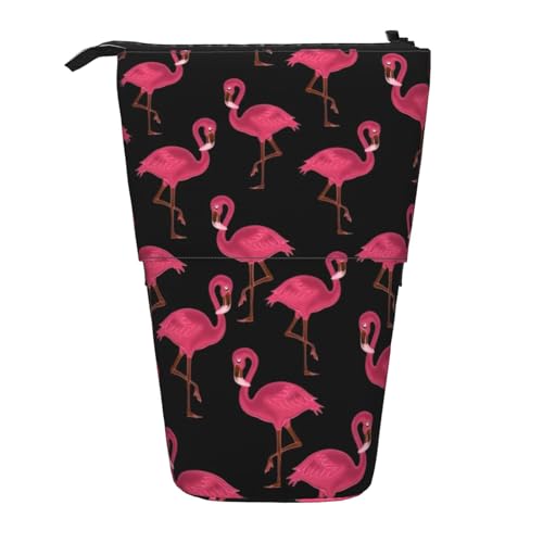 Bxzpzplj Teleskop-Federmäppchen mit Lama-Alpaka-Kaktus-Druck, für Erwachsene, Schreibwaren, Aufbewahrungstasche für Teenager, Schulbedarf, Schöne rosa Flamingos, Einheitsgröße von Bxzpzplj