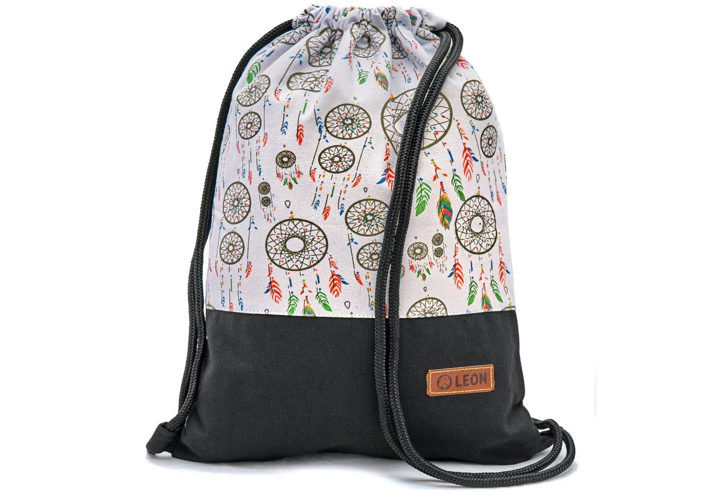 By Bers Turnbeutel Leon By Bers Turnbeutel Beutelrucksack Freizeitrucksack (Tagesrucksack für Strand Sport Festival Freizeit Alltag Einkauf aus Baumwolle Innentasche Schlüsselband), 9mm dicke und weiche Nylonschnüre von By Bers