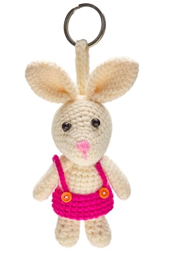 By Bers Frosch Kuh Bärchen gehäkelter Anhänger Schlüsselanhänger Taschenanhänger Häkel Wolle Tier lustig (HäkelHasePink) von By Bers