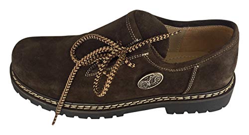 By Johanna Trachtenschuhe Herren | Haferlschuhe Seitenschnürung Hand Made Dark Braun echt Leder Rahmengenäht mit Hirsch Pin 46 von By Johanna
