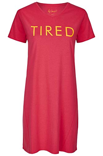 By Louise Damen Nachthemd Sleepshirt Schlafshirt Sleepwear Kurzarm rot orange Spruch, Grösse:L - 40, Farbe:rot von By Louise