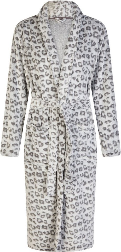 By Louise Hausanzug By Louise Damen Bademantel Saunamantel lang mit Gürtel Leopardenmuster von By Louise