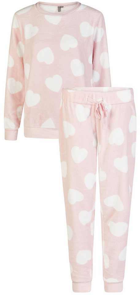 By Louise Hausanzug Snowfall Grace (Set, 2 tlg., 2-teilig) Damen Pyjama lang Fleece Langarm Bündchen Winter von By Louise