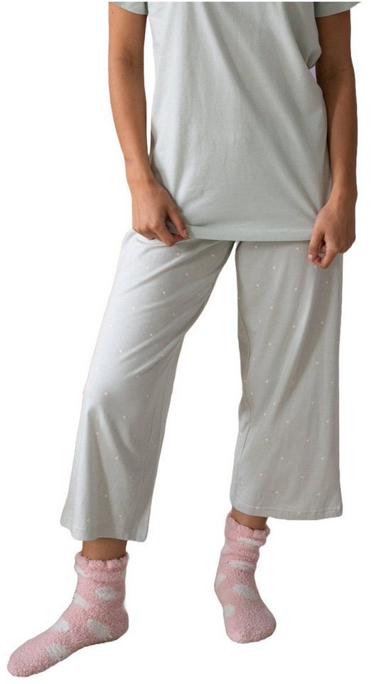 By Louise Pyjamahose Damen Caprihose (1-tlg) Baumwolle von By Louise