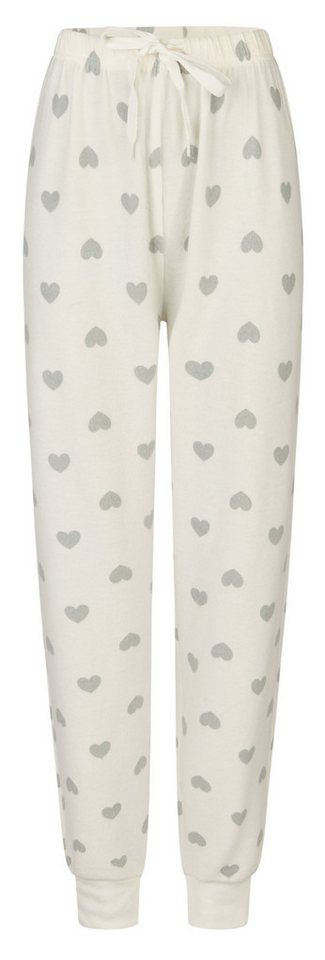By Louise Pyjamahose Damen Fleece Pyjamahose mit Herzen (1-tlg) kuschelige Qualität von By Louise