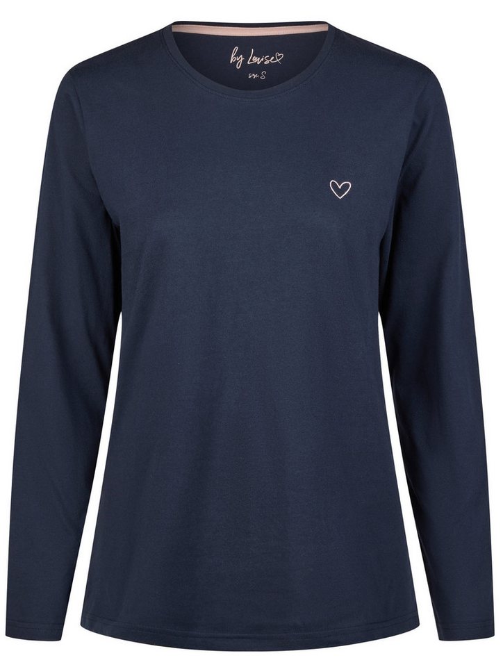 By Louise Pyjamaoberteil Damen Pyjamashirt mit langem Arm (1-tlg) Baumwolle von By Louise