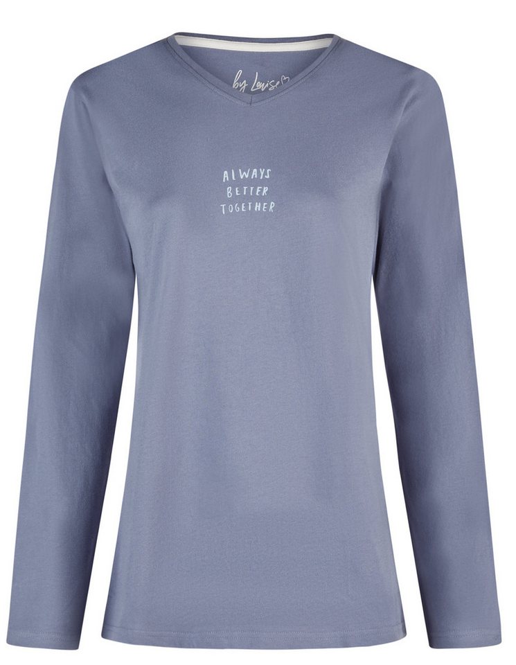 By Louise Pyjamaoberteil Damen Pyjamashirt mit langem Arm (1-tlg) Baumwolle von By Louise