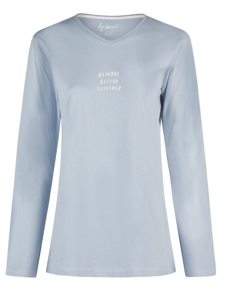 By Louise Pyjamaoberteil Damen Pyjamashirt mit langem Arm (1-tlg) Baumwolle von By Louise