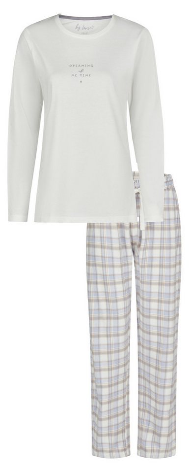 By Louise Schlafanzug Damen Pyjama mit Flanell Hose (2 tlg) Baumwolle von By Louise