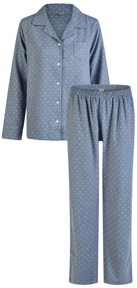By Louise Schlafanzug Icy Embrace (Set, 2 tlg., 2-teilig) Damen Pyjama lang Langarm Flanell geknöpft Baumwolle von By Louise