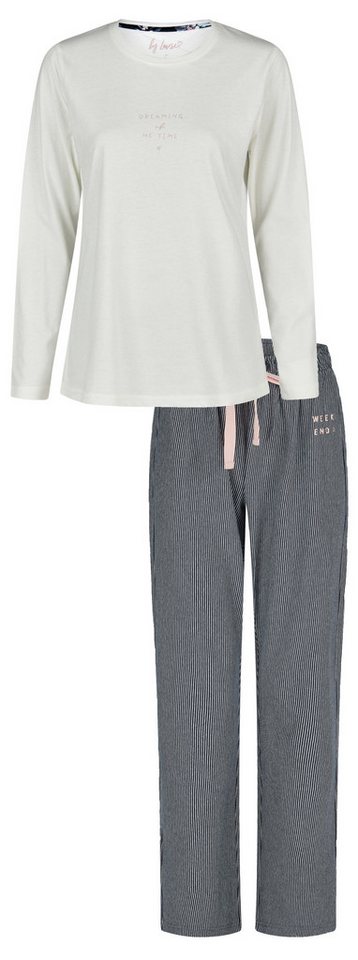 By Louise Schlafanzug Modischer Damen Pyjama lang (2 tlg) Baumwolle von By Louise