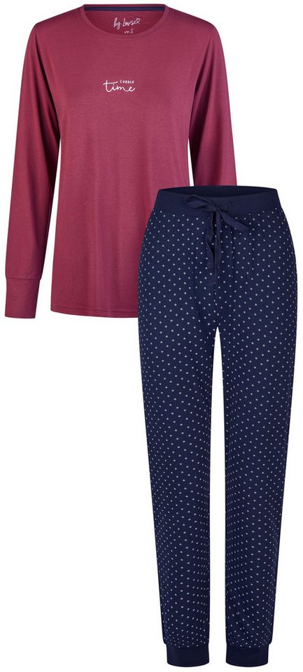 By Louise Schlafanzug Northern Lights (Set, 2 tlg., 2-teilig) Damen Pyjama lang Langarm Bündchen Winter leger von By Louise