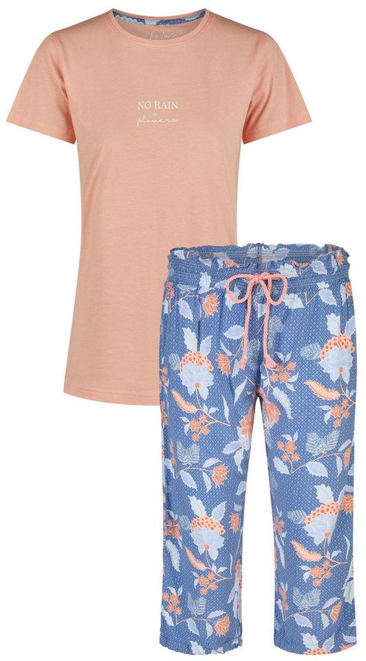 By Louise Schlafanzug Sleep Chic (Set, 2 tlg., 2-teilig) Damen Pyjama Caprihose Kurzarm Oberteil Baumwolle Hose Viscose von By Louise