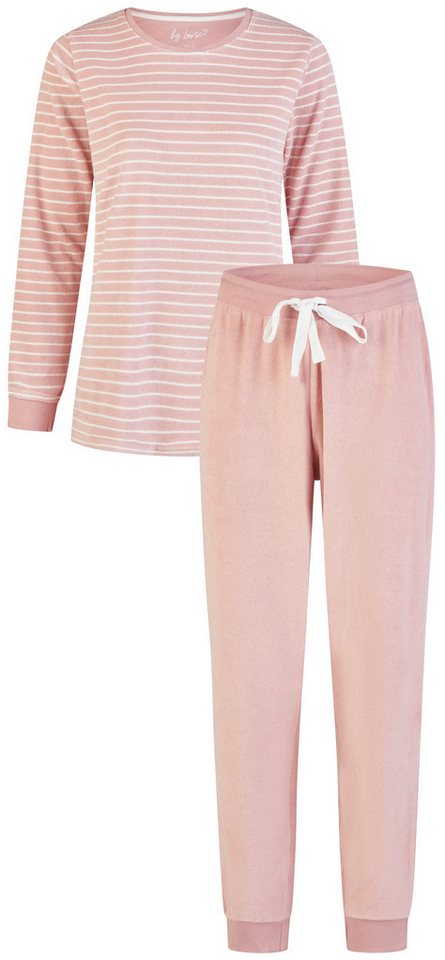 By Louise Schlafanzug Snow Queen (Set, 2 tlg., 2-teilig) Damen Pyjama lang Frottee Langarm Bündchen Baumwolle von By Louise