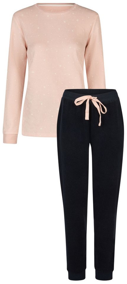 By Louise Schlafanzug Snow Queen (Set, 2 tlg., 2-teilig) Damen Pyjama lang Frottee Langarm Bündchen Baumwolle von By Louise