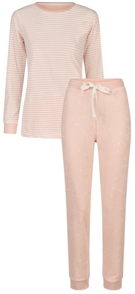 By Louise Schlafanzug Snow Queen (Set, 2 tlg., 2-teilig) Damen Pyjama lang Frottee Langarm Bündchen Baumwolle von By Louise