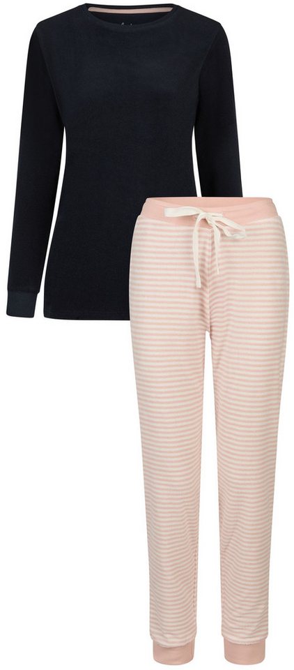 By Louise Schlafanzug Snow Queen (Set, 2 tlg., 2-teilig) Damen Pyjama lang Frottee Langarm Bündchen Baumwolle von By Louise