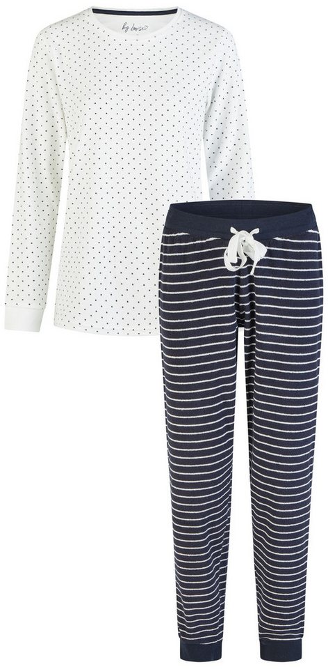 By Louise Schlafanzug Snow Queen (Set, 2 tlg., 2-teilig) Damen Pyjama lang Frottee Langarm Bündchen Baumwolle von By Louise