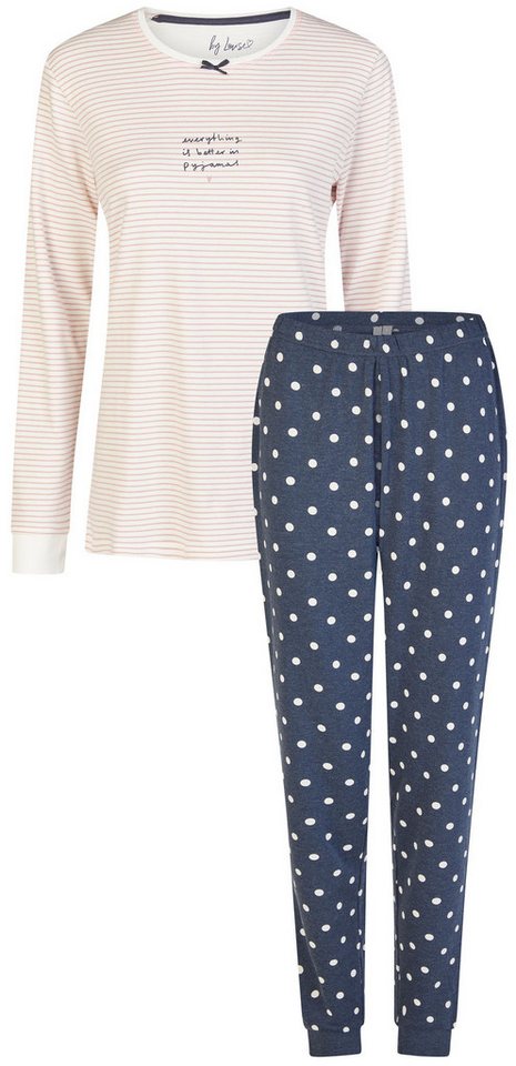 By Louise Schlafanzug Snow Queen (Set, 2 tlg., 2-teilig) Damen Pyjama lang Langarm Bündchen Interlock Baumwolle von By Louise