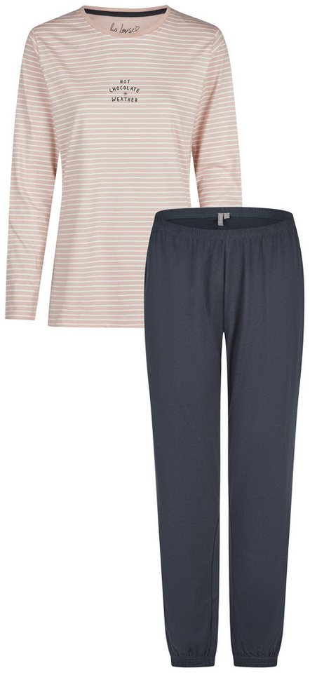 By Louise Schlafanzug Snowfall Grace (Set, 2 tlg., 2-teilig) Damen Pyjama lang Langarm Bündchen Baumwolle von By Louise