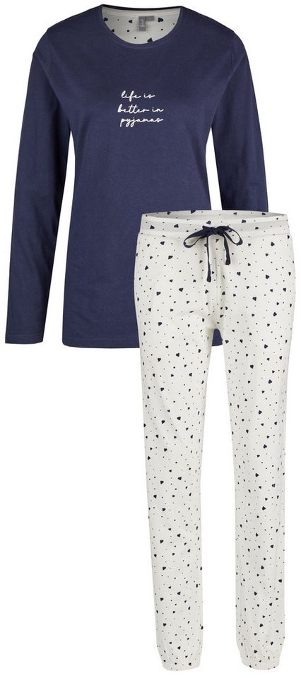 By Louise Schlafanzug Snug Winter (Set, 2 tlg., 2-teilig) Damen Pyjama lang Baumwolle von By Louise