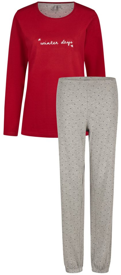 By Louise Schlafanzug Snug Winter (Set, 3 tlg., 2-teilig) Damen Pyjama lang Baumwolle Langarm von By Louise