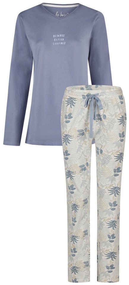 By Louise Schlafanzug Sweet Dreams (Set, 2 tlg., 2-teilig) Damen Pyjama lang Langarm Baumwolle leger von By Louise