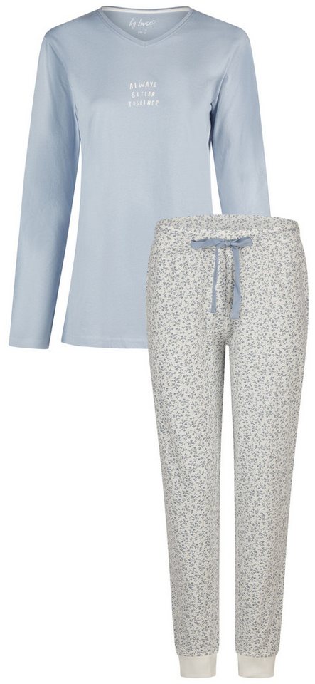 By Louise Schlafanzug Sweet Dreams (Set, 2 tlg., 2-teilig) Damen Pyjama lang Langarm Bündchen Baumwolle von By Louise