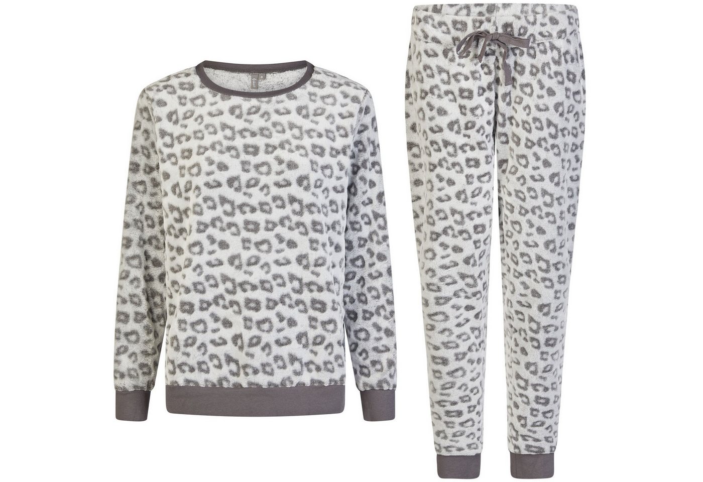 By Louise Schlafanzug by Louise Damen Fleece Pyjama Schlafanzug Nachtwäsche lang Leopard von By Louise