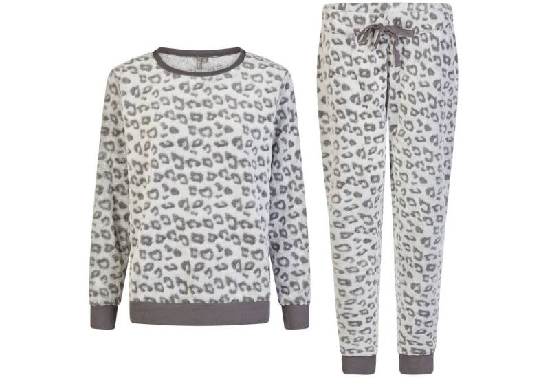 By Louise Schlafanzug by Louise Damen Fleece Pyjama Schlafanzug Nachtwäsche lang Leopard von By Louise