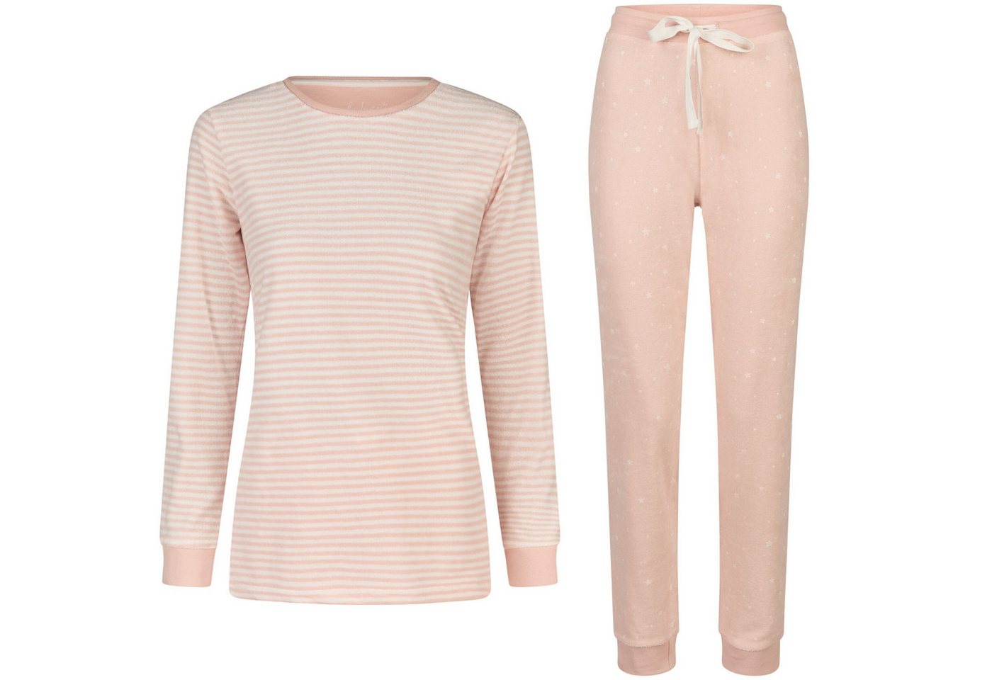 By Louise Schlafanzug by Louise Damen Frottee Pyjama Schlafanzug Nachtwäsche lang Rosa von By Louise