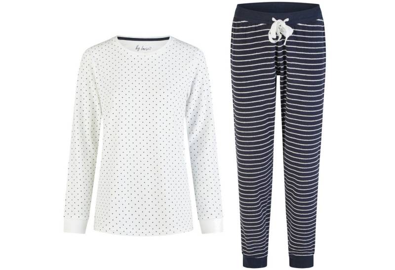 By Louise Schlafanzug by Louise Damen Frottee Pyjama Schlafanzug Nachtwäsche lang Weiß von By Louise